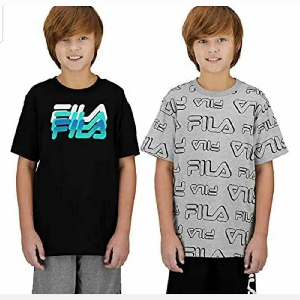 Fila Youth boys 2-pack Shirt Black  and gray XL  Nwt 18/20